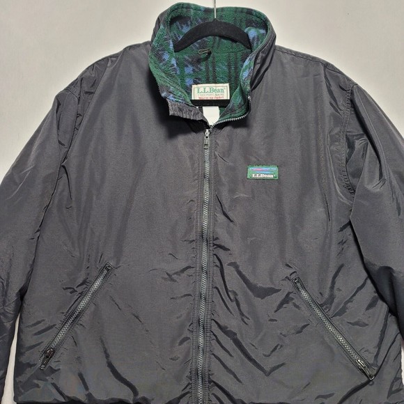 Vintage 90s L. L. Bean Warm Up Jacket Fleece Plaid Freeport Maine - Picture 2 of 10